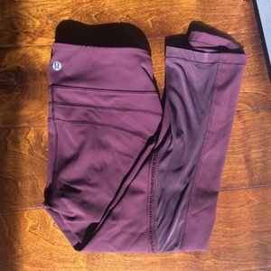 Maroon Lululemon Cropped Leggings